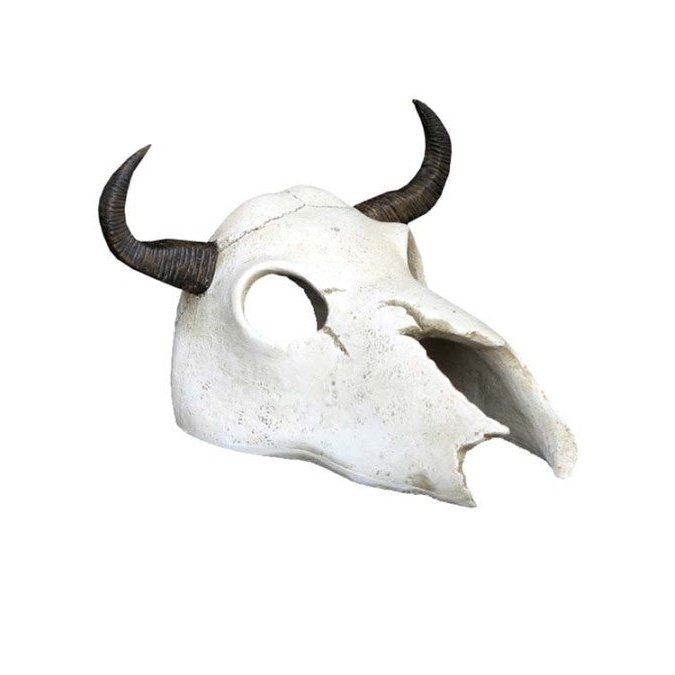 Weco Products Wecorama Catacombs Longhorn Skull Aquarium Ornament Black, White, 1ea