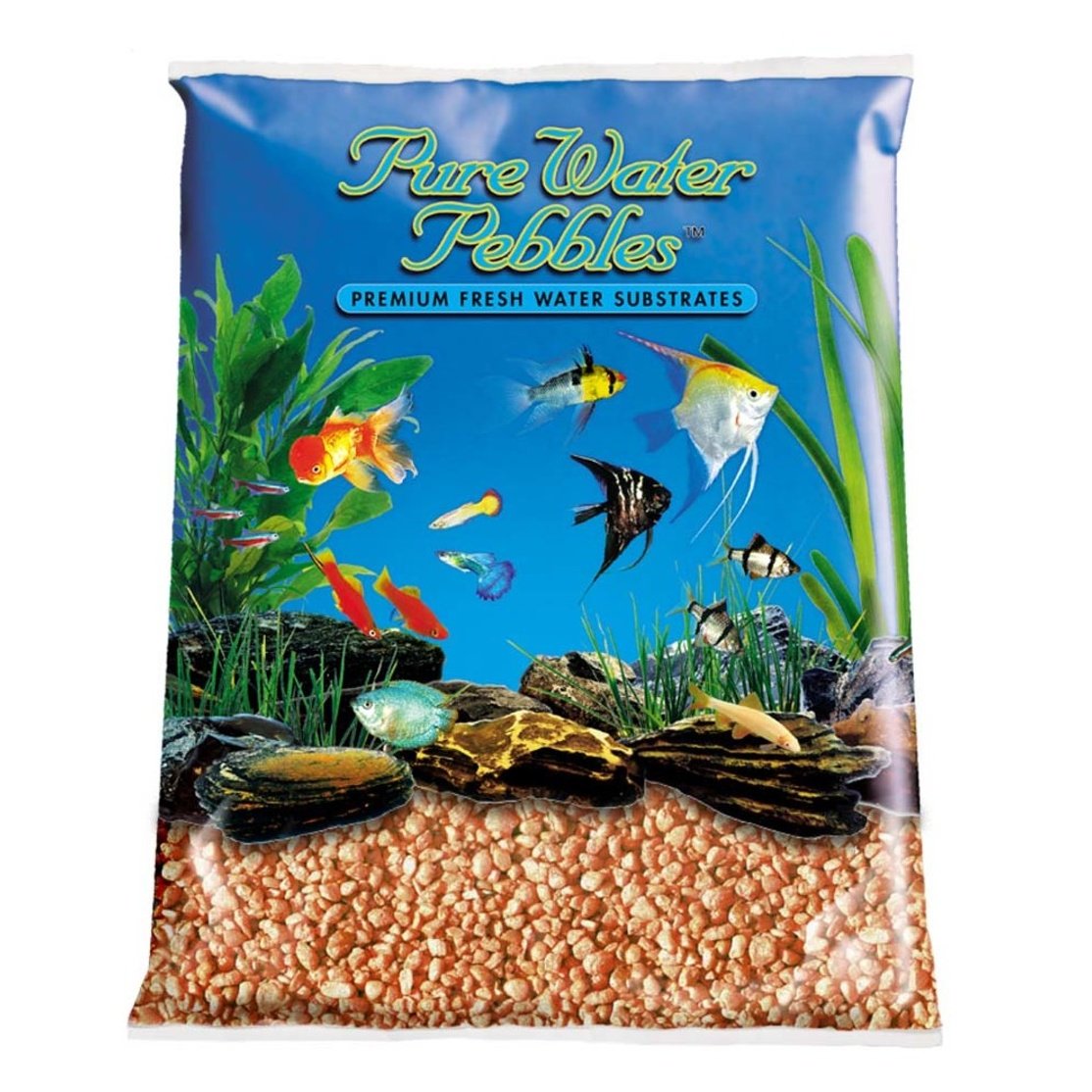 Pure Water Pebbles Premium Fresh Water Coated Aquarium Gravel Neon Orange, 1ea/5 lb