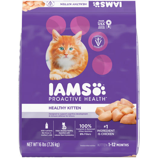 IAMS Proactive Health Kitten Dry Cat Food Chicken, 1ea/16 lb