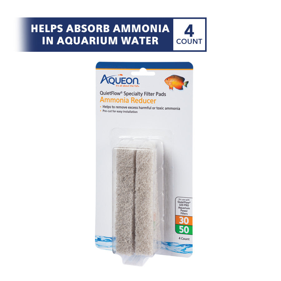 Aqueon Replacement Specialty Filter Pads Ammonia Reducer, 1ea/30/50, 4 pk