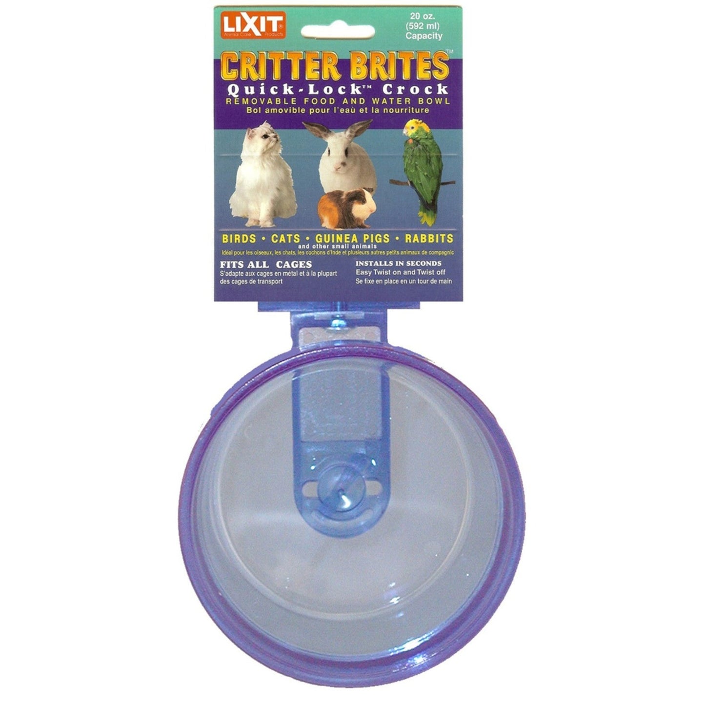 Lixit Quick Lock Critter Brite Crock for Small Animals Assorted, 1ea/10 oz