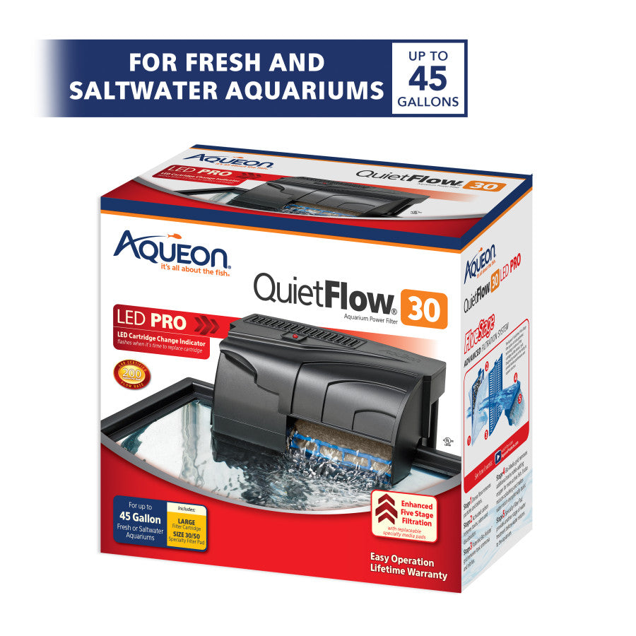 Aqueon QuietFlow LED PRO Aquarium Power Filter 1ea/Size 30