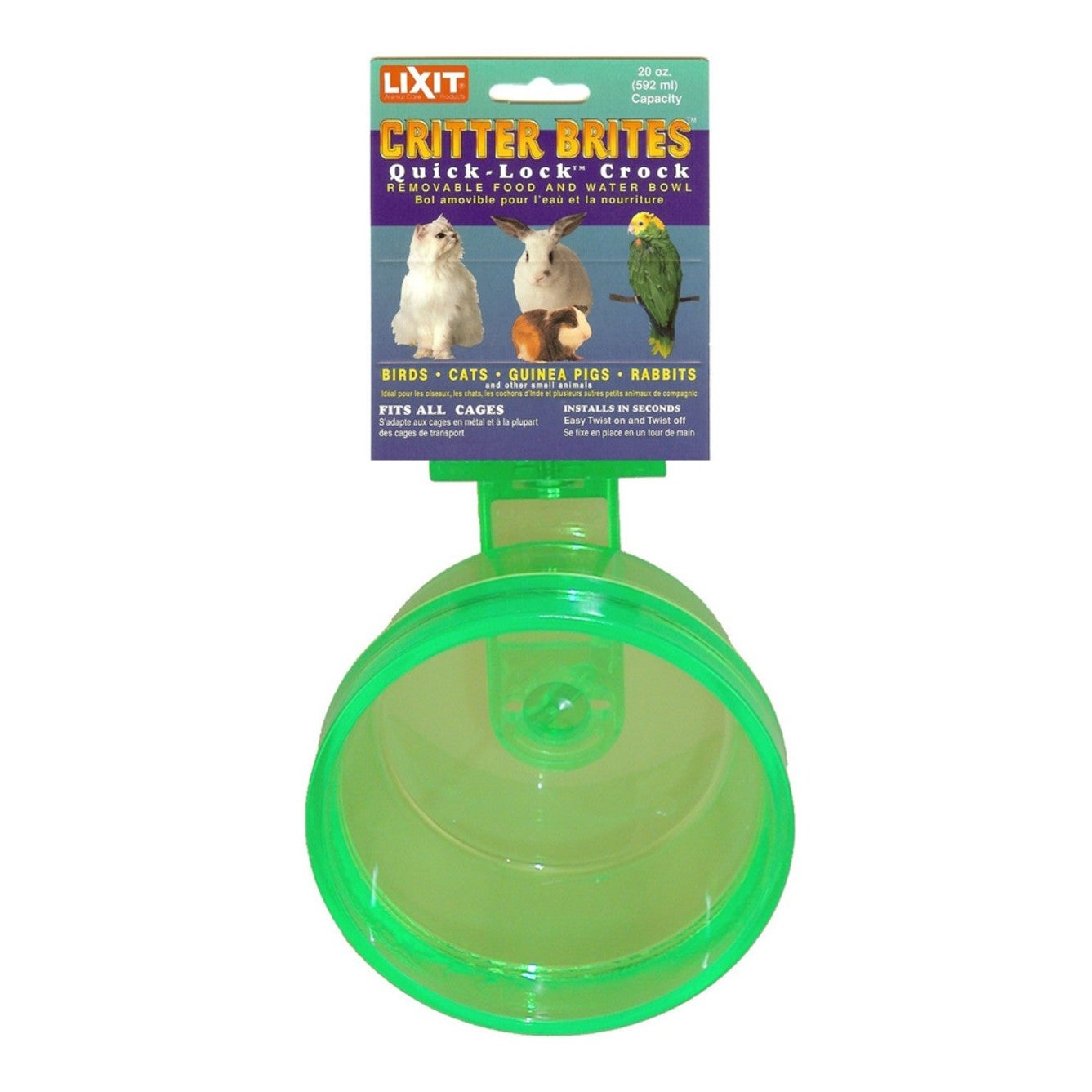 Lixit Quick Lock Critter Brite Crock for Small Animals Assorted, 1ea/20 oz