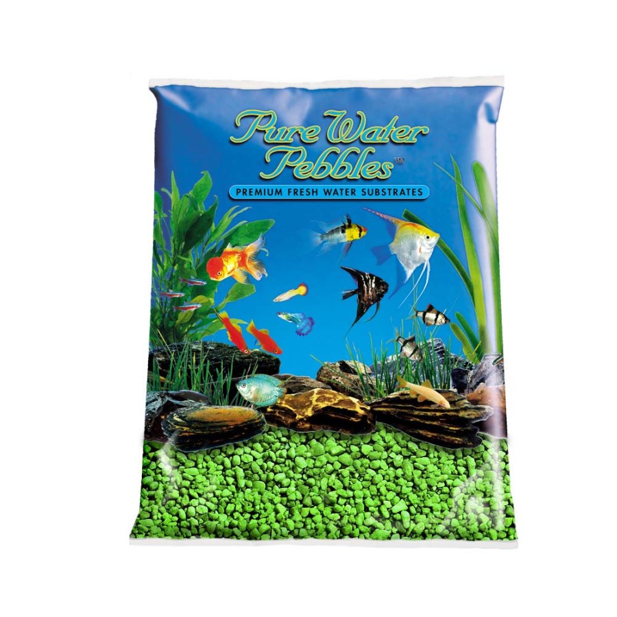 Pure Water Pebbles Premium Fresh Water Coated Aquarium Gravel Neon Green, 1ea/25 lb