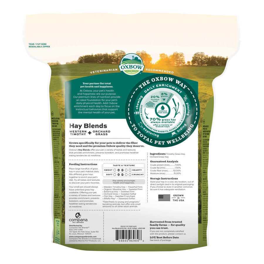 Oxbow Animal Health Hay Blends Western Timothy & Orchard Grass Hay Blends 1ea/15 oz