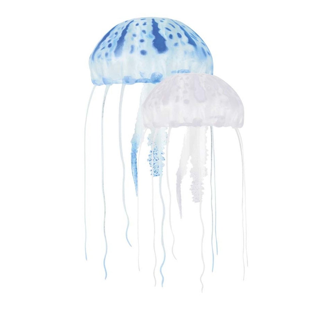 Aquatop Floating Jellyfish Aquarium Ornament Blue/Clear, 1ea/2 In & 3 in, 2 pk