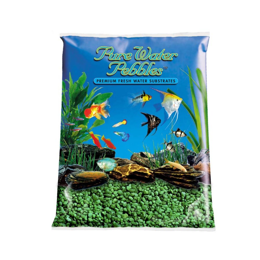 Pure Water Pebbles Premium Fresh Water Coated Aquarium Gravel Emerald Green, 1ea/2 lb