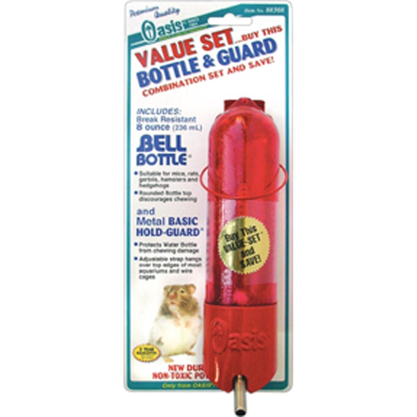 Oasis Bell-Bottle with Basic HoldGuard for Small Animals Red, 1ea