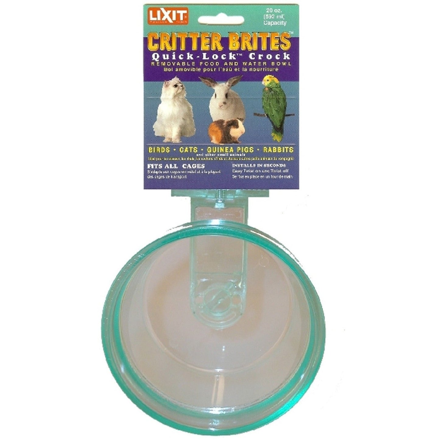 Lixit Quick Lock Critter Brite Crock for Small Animals Assorted, 1ea/10 oz