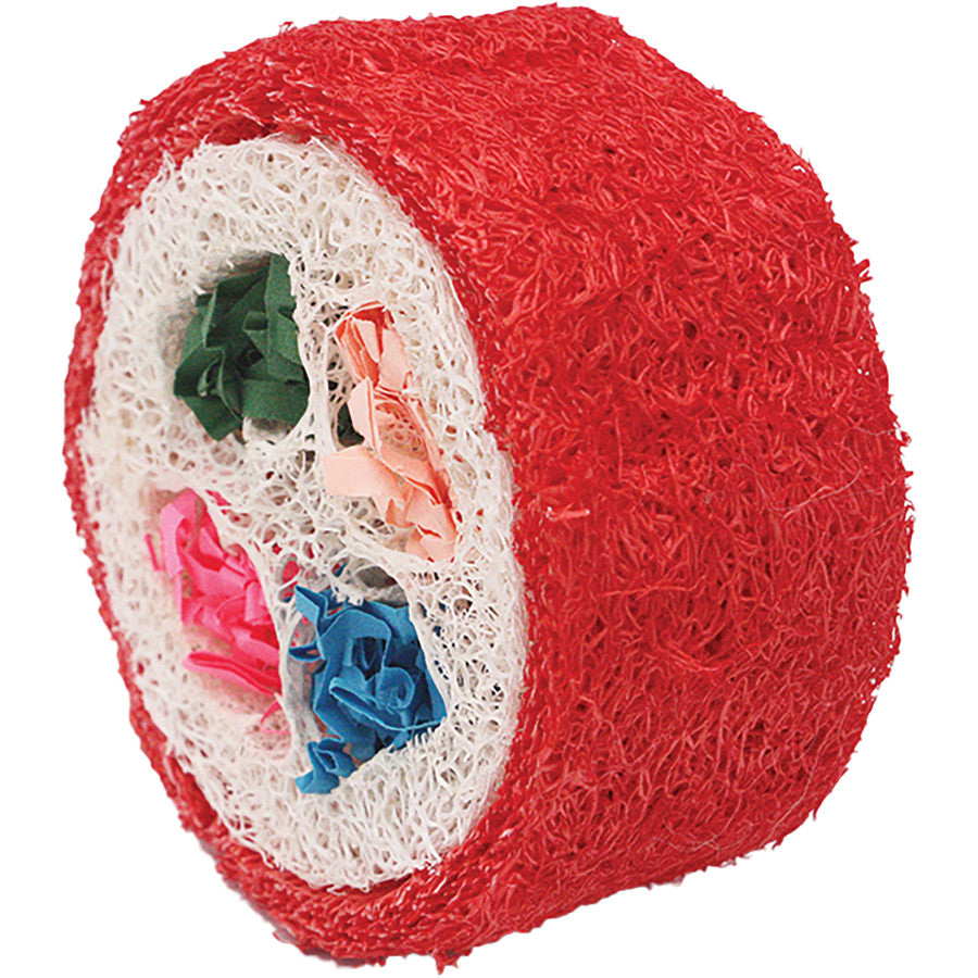 A & E Cages Nibbles Small Animal Loofah Chew Toy Deluxe Sushi Roll, 1ea