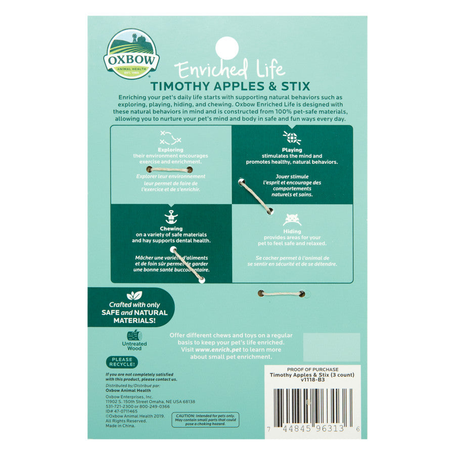 Oxbow Animal Health Enriched Life Timothy Apples & Stix Small Animal Toy 1ea/One Size