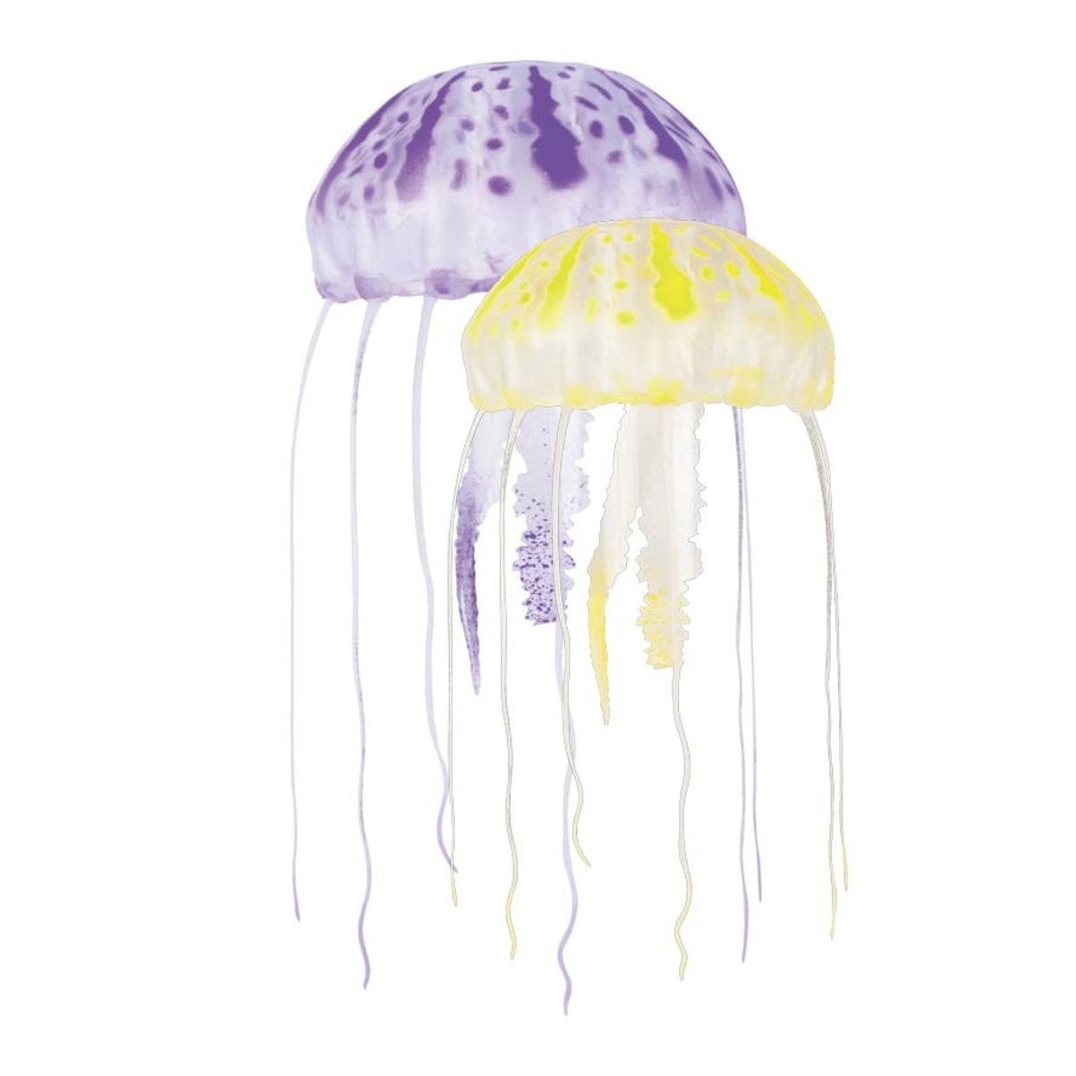 Aquatop Floating Jellyfish Aquarium Ornament Purple/Yellow, 1ea/2 In & 3 in, 2 pk