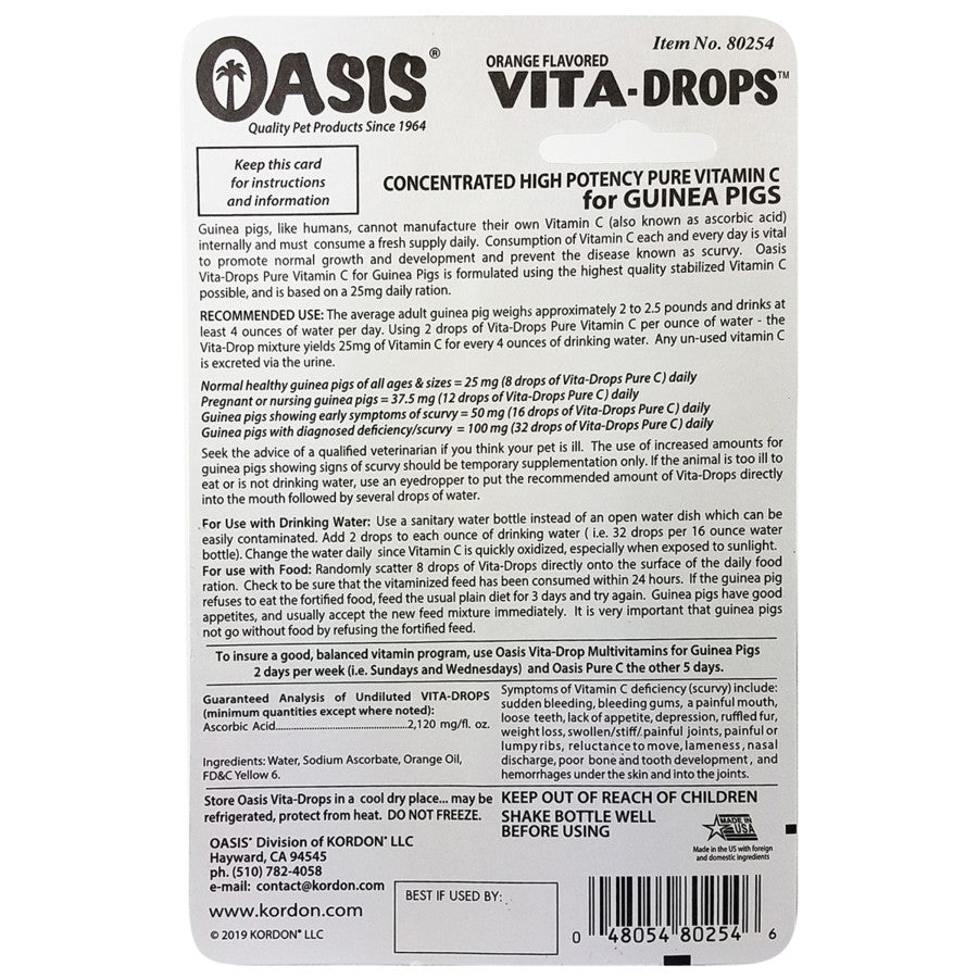 Oasis Vita-Drops Pure Vitamin C for Guinea Pigs 1ea/2 fl oz