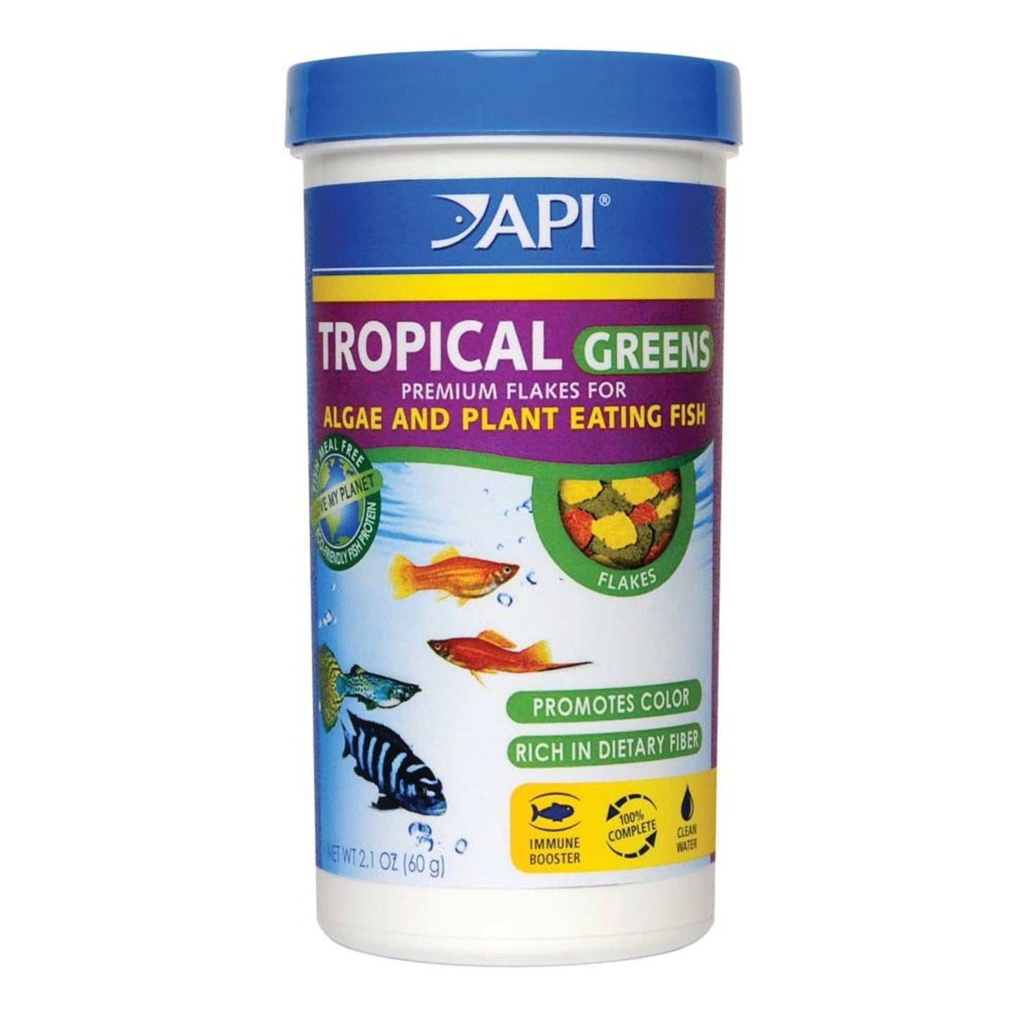 API Tropical Greens Flakes Fish Food 1ea/2.1 oz