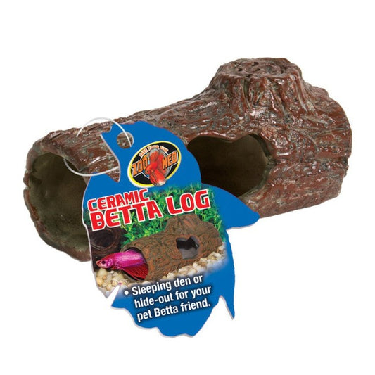 Zoo Med Ceramic Betta Log Aquarium Ornament Brown, 1ea/4.25 in, SM