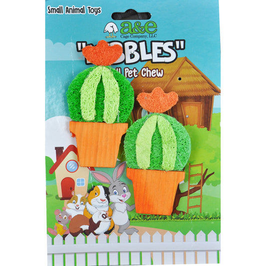 A & E Cages Nibbles Small Animal Loofah Chew Toy Barrel Cactus, 1ea