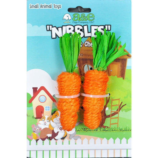 A & E Cages Nibbles Small Animal Loofah Chew Toy Carrots, 1ea