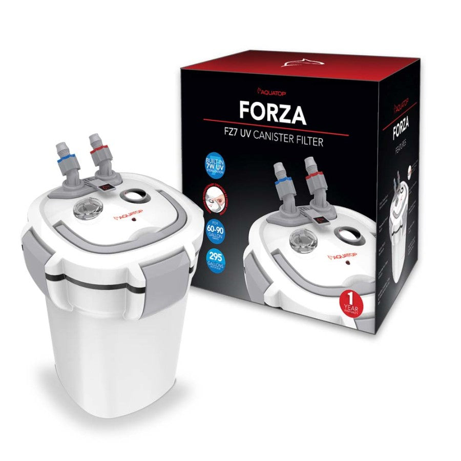 Aquatop FORZA FZ7 Canister Filter with UV Sterilizer White, Grey, 1ea