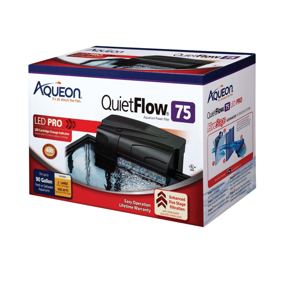 Aqueon QuietFlow LED PRO Aquarium Power Filter 1ea/Size 75