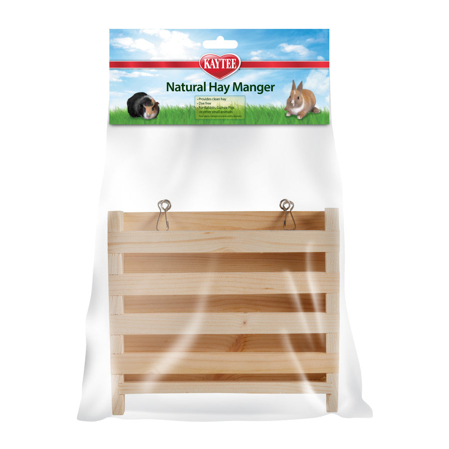 Kaytee Natural Wooden Hay Manger Wood Grain, 1ea/Large