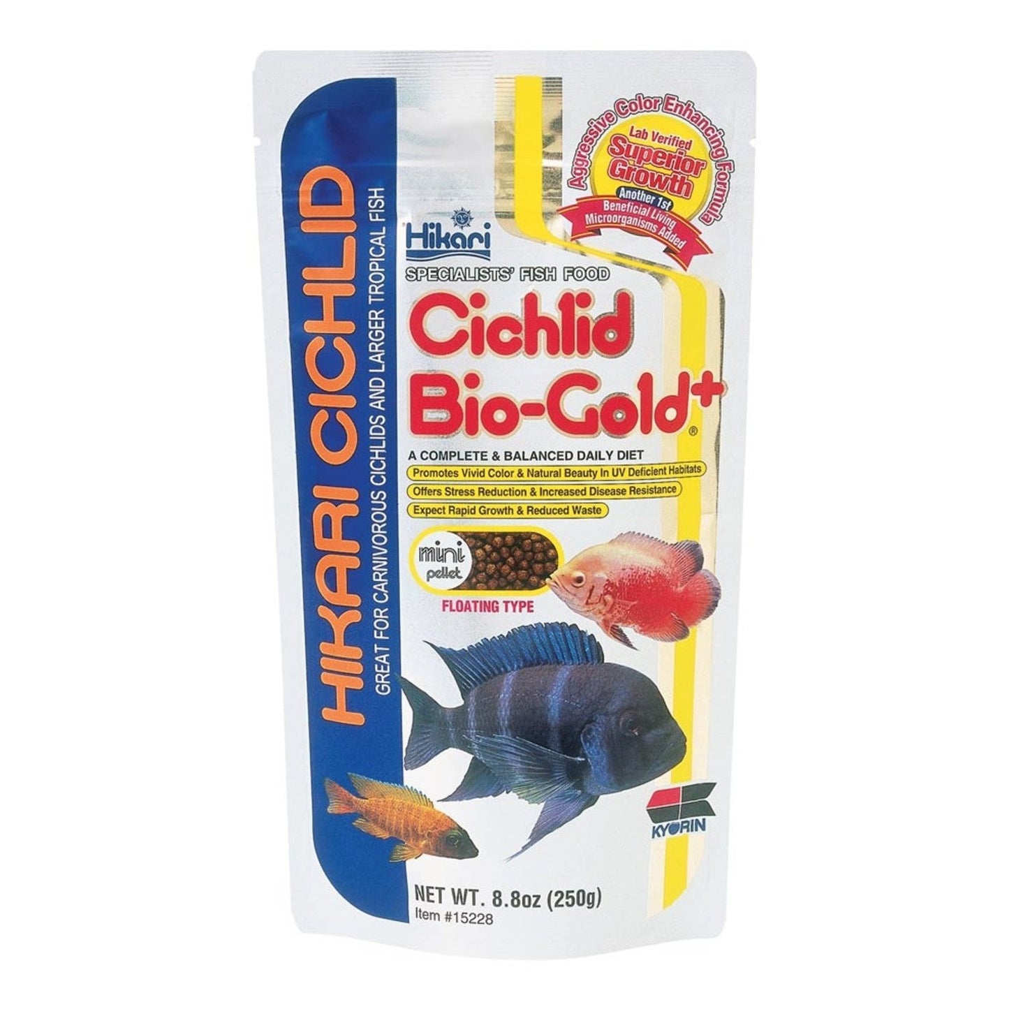 Hikari USA Cichlid BioGold+ Pellet Fish Food 1ea/8.8 oz, Mini