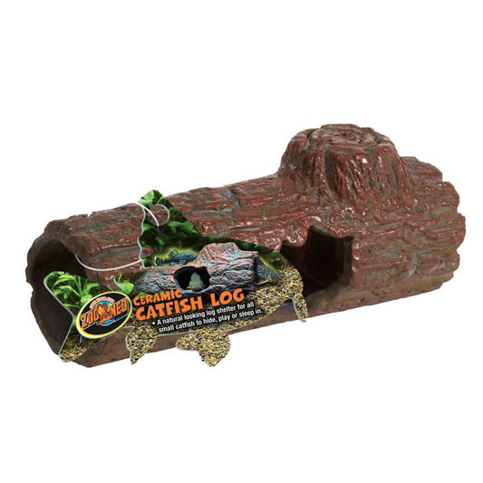 Zoo Med Ceramic Catfish Log Aquarium Ornament Brown, 1ea/6.45 in, MD