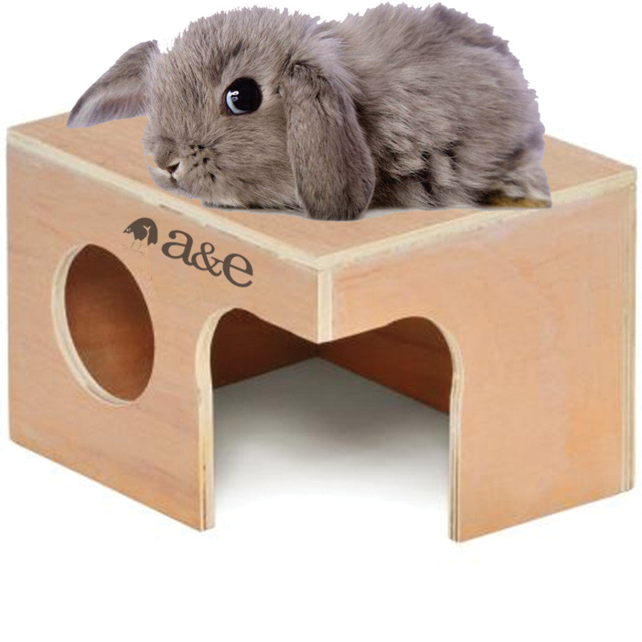 A & E Cages Small Animal Hut Rabbit, Wood, 1ea/14 in X 9 3/4 in X 8 1/4 in