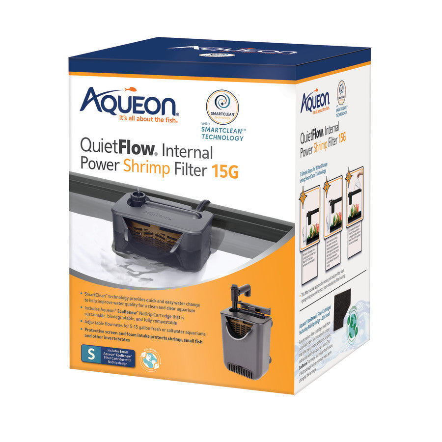 Aqueon QuietFlow® Internal Filter with SmartClean™ Technology 1ea/Shrimp SMall