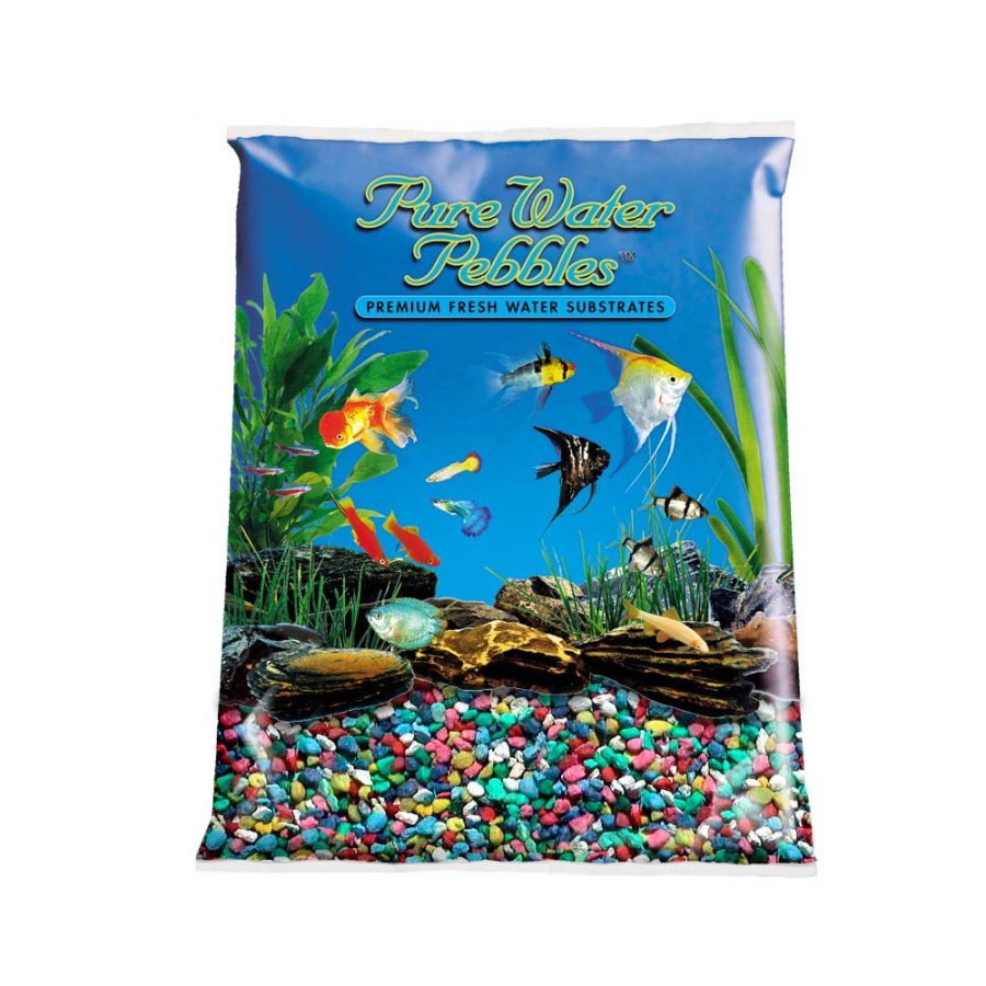 Pure Water Pebbles Premium Fresh Water Coated Aquarium Gravel Rainbow, 1ea/5 lb