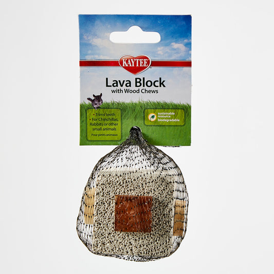 Kaytee Lava Block With Wood Chews 1ea/2.5 in X 2.5 in X 5 in