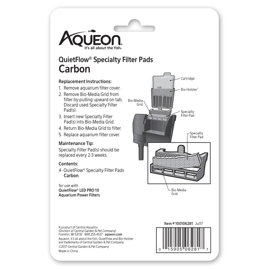 Aqueon Replacement Specialty Filter Pads Carbon, 1ea/10