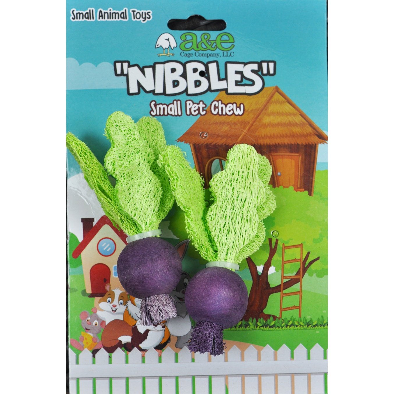 A & E Cages Nibbles Small Animal Loofah Chew Toy Turnips, 1ea