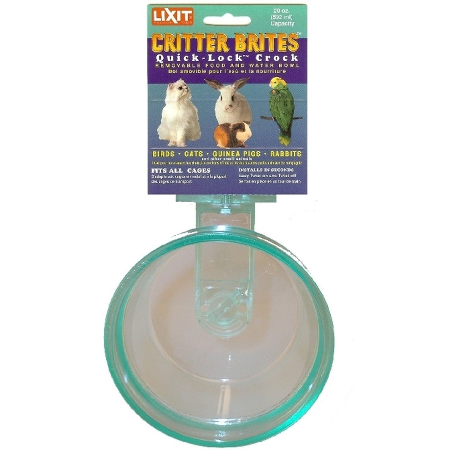 Lixit Quick Lock Critter Brite Crock for Small Animals Assorted, 1ea/20 oz