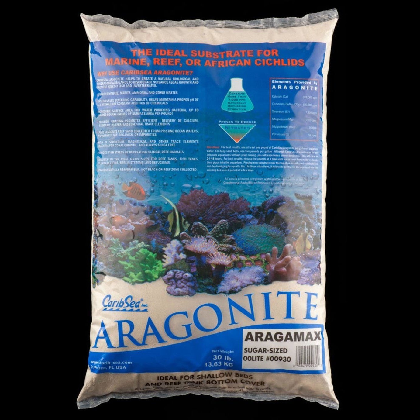 CaribSea Aragamax Sugar-Sized Dry Aragonite Sand 1ea/30 lb