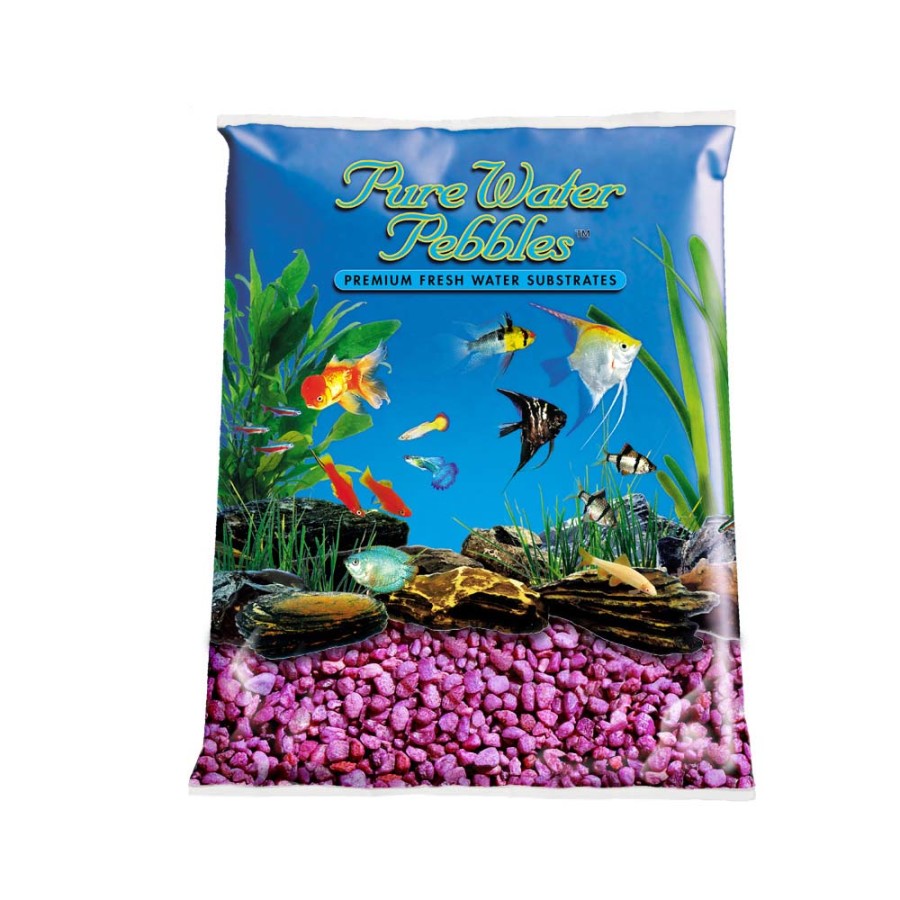 Pure Water Pebbles Premium Fresh Water Coated Aquarium Gravel Neon Purple, 1ea/5 lb