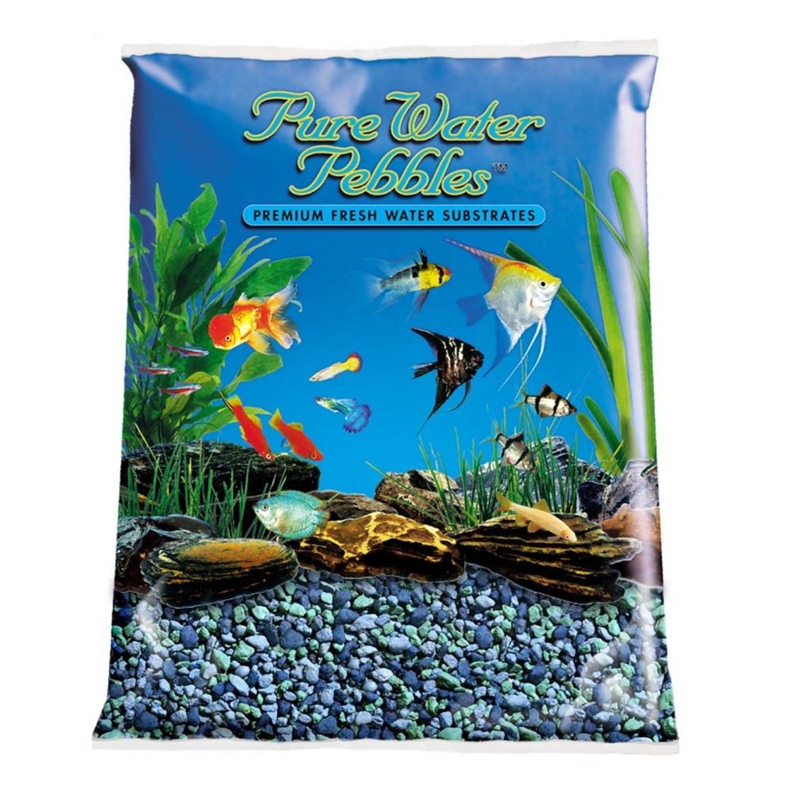 Pure Water Pebbles Premium Fresh Water Coated Aquarium Gravel Blue Lagoon, 1ea/5 lb