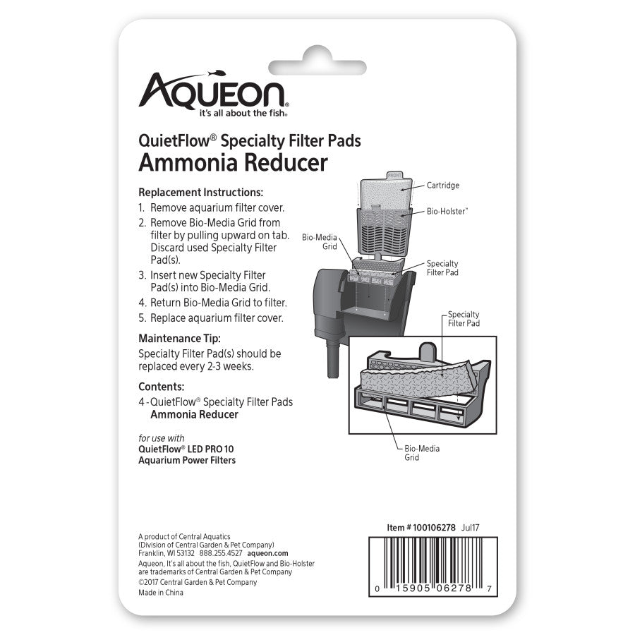 Aqueon Replacement Specialty Filter Pads Ammonia Reducer, 1ea/10