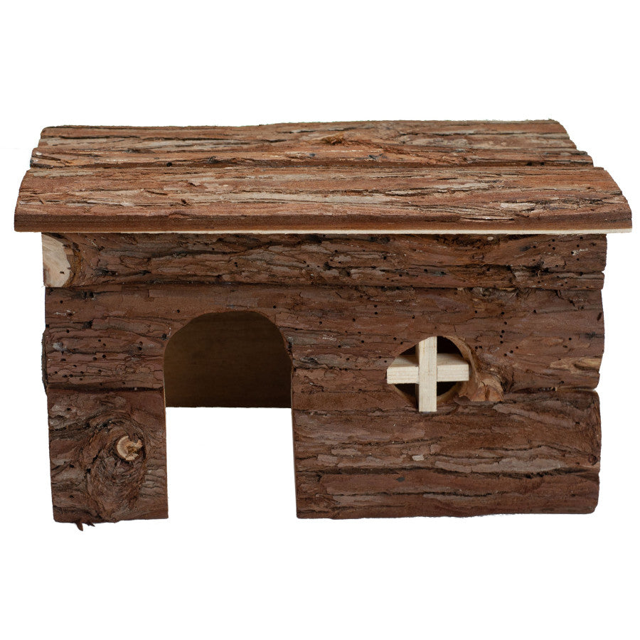 A & E Cages Nibbles Log Cabin Small Animal Hut Brown, 1ea/LG