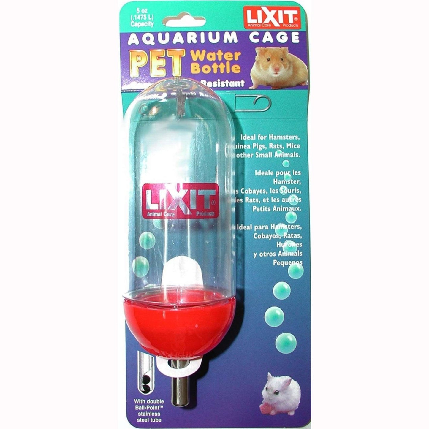 Lixit Aquarium Cage Bottle for Small Animals Clear, Blue, 1ea/5 oz