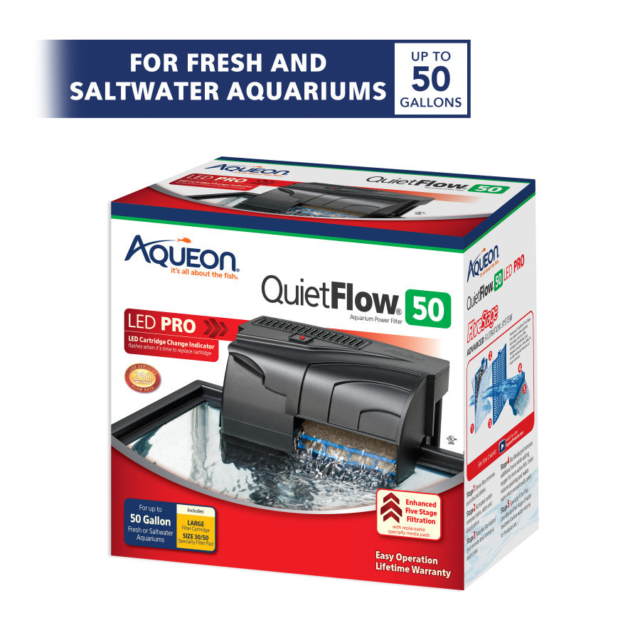 Aqueon QuietFlow LED PRO Aquarium Power Filter 1ea/Size 50