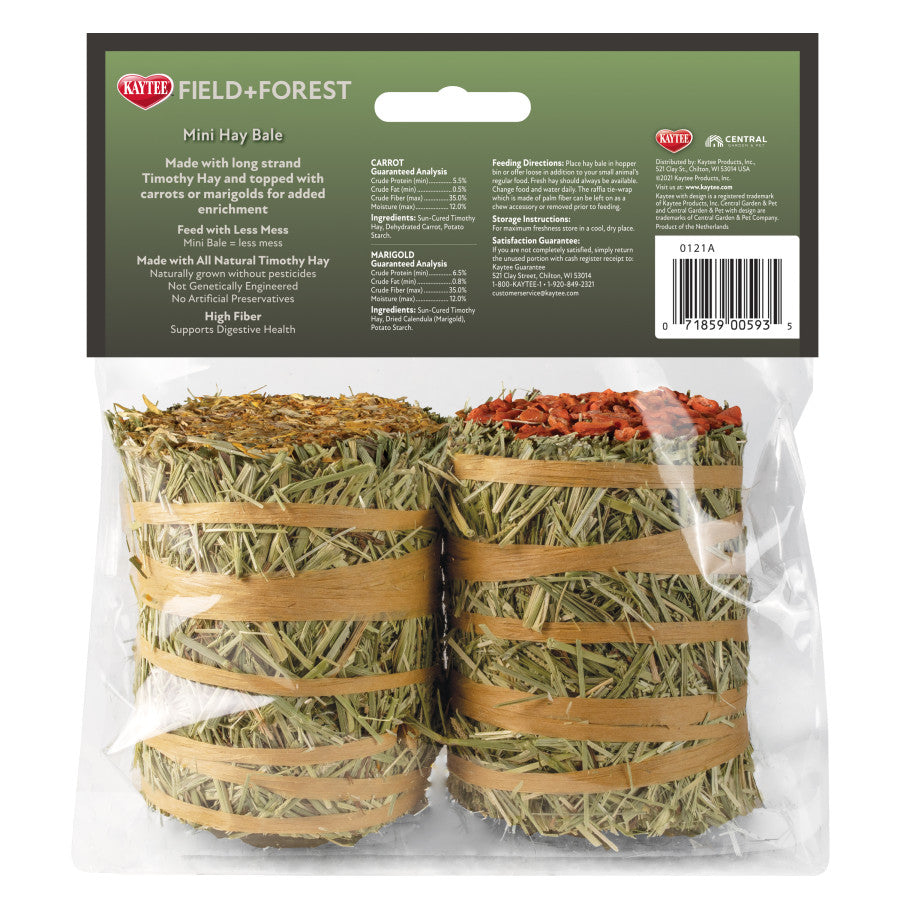 Kaytee Field+Forest Mini Hay Bales Carrot Marigold 2 Pack, 1ea/7 oz