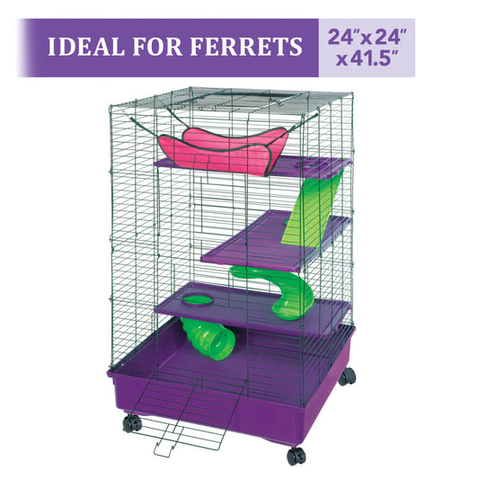 Kaytee My First Home Deluxe 2X2 Multi-Level Pet Home With Casters 1ea/24 in X 24 in X 41.5 in