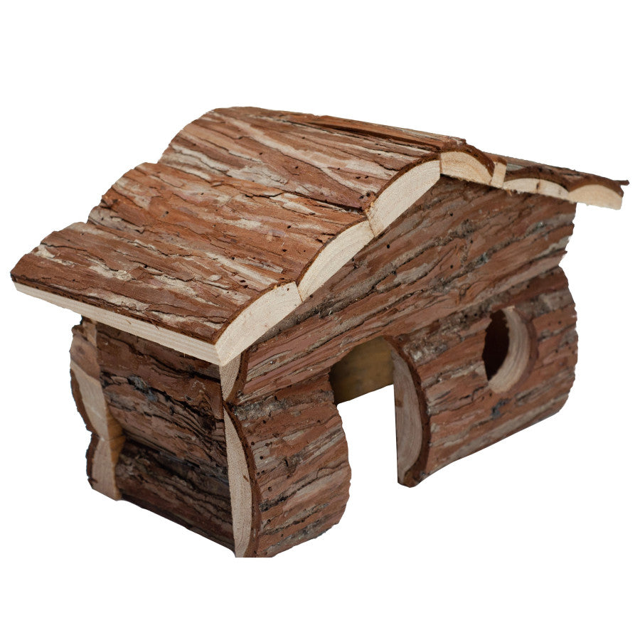 A & E Cages Nibbles Log Cabin Small Animal Hut Brown, 1ea/MD