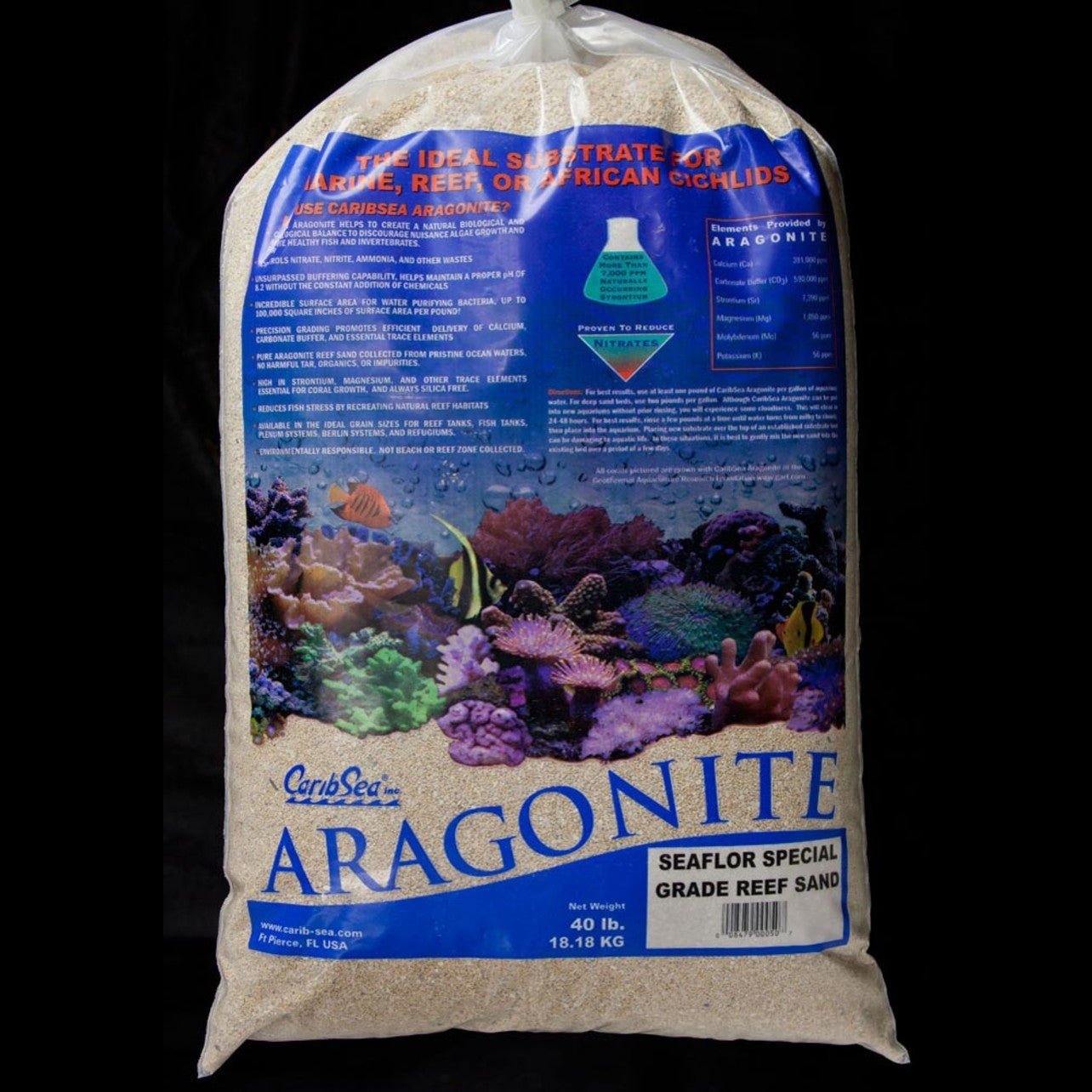 CaribSea Seafloor Special Grade Dry Aragonite Reef Sand 1ea/40 lb