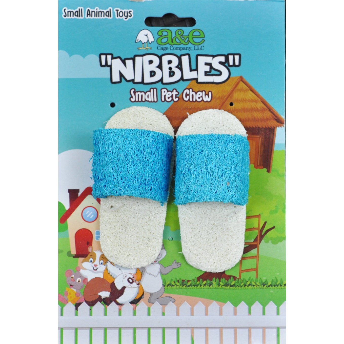 A & E Cages Nibbles Small Animal Loofah Chew Toy Sandals, 1ea