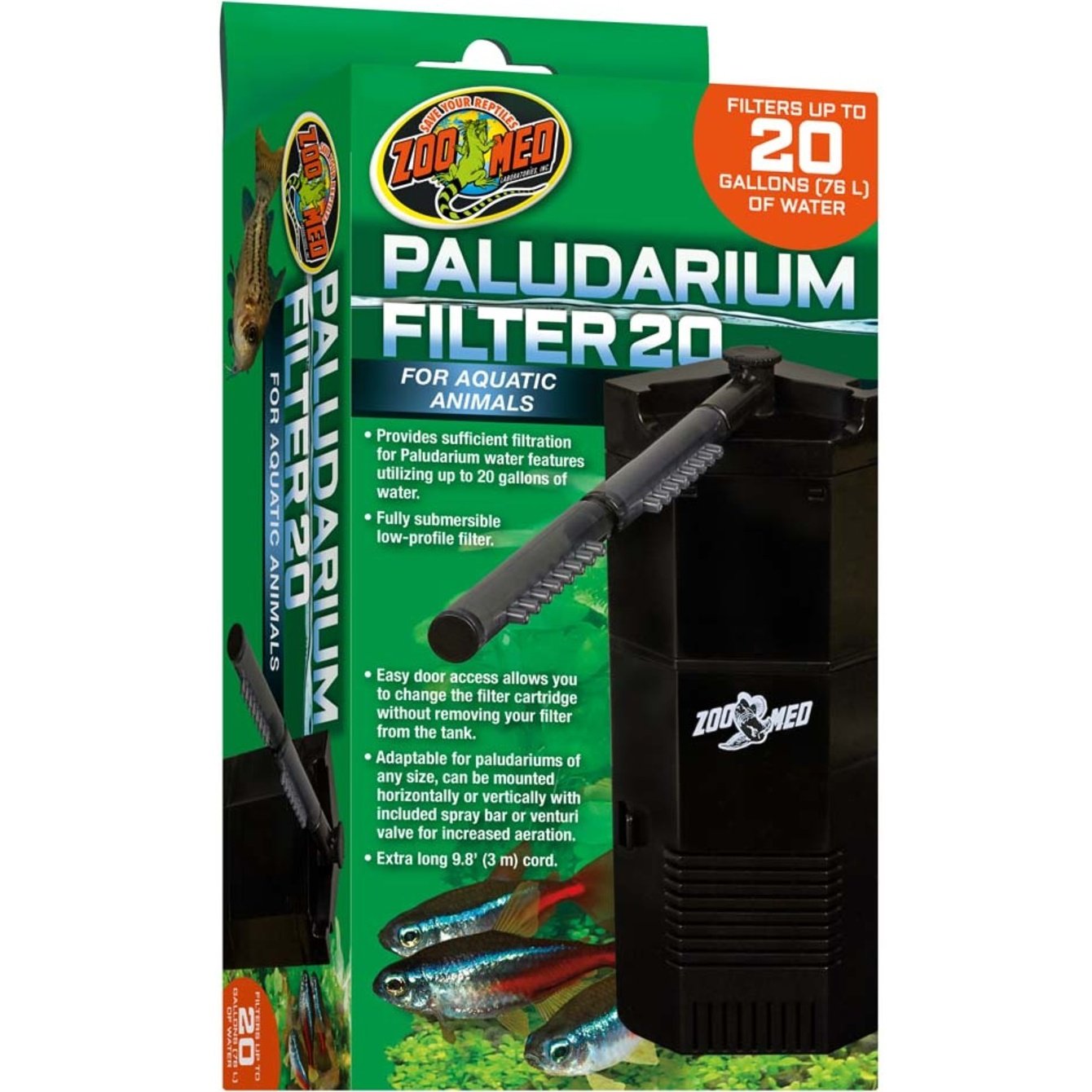 Zoo Med Paludarium 20 Internal Filter Black, 1ea