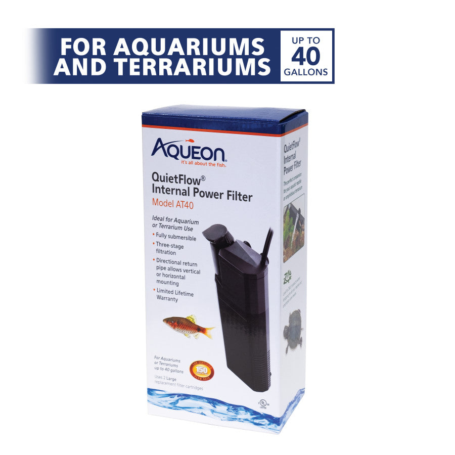 Aqueon QuietFlow Internal Power Filter AT40, 1ea/40 gal