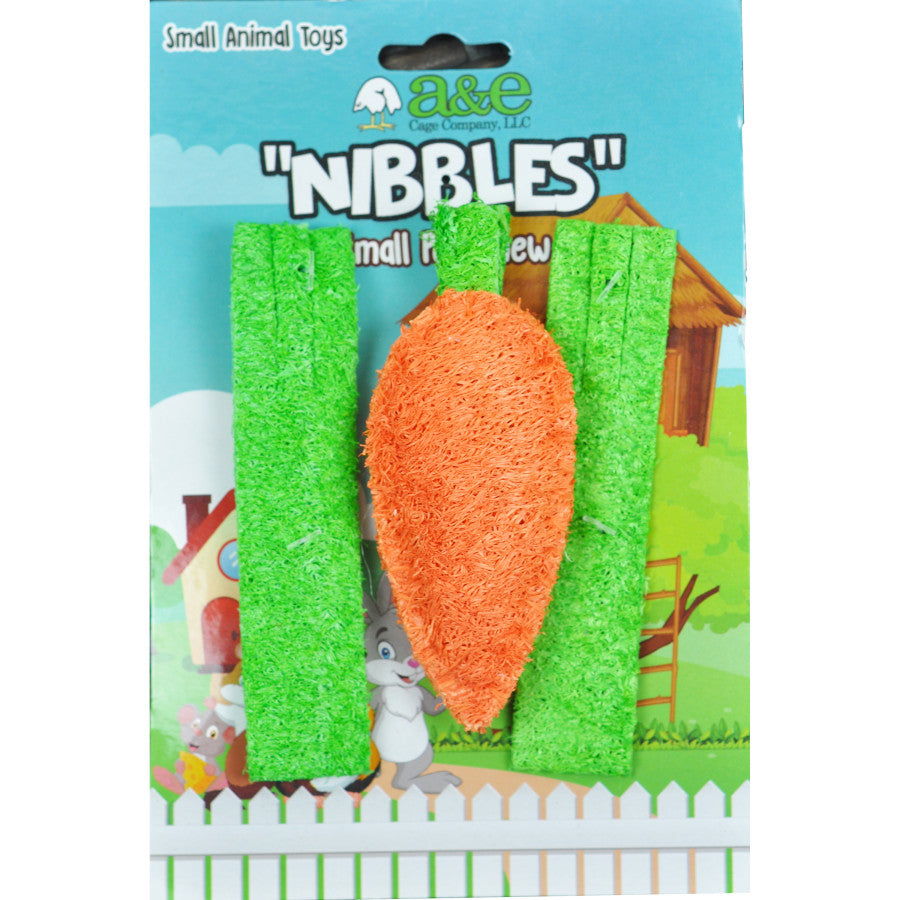 A & E Cages Nibbles Small Animal Loofah Chew Toy Carrot & Celery, 1ea