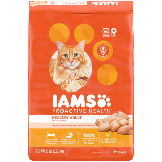 IAMS Proactive Health Adult Dry Cat Food Chicken, 1ea/16 lb