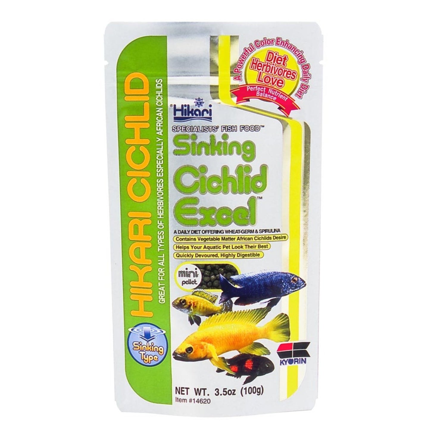 Hikari USA Cichlid Excel Sinking Pellets Fish Food 1ea/3.5 oz, Mini